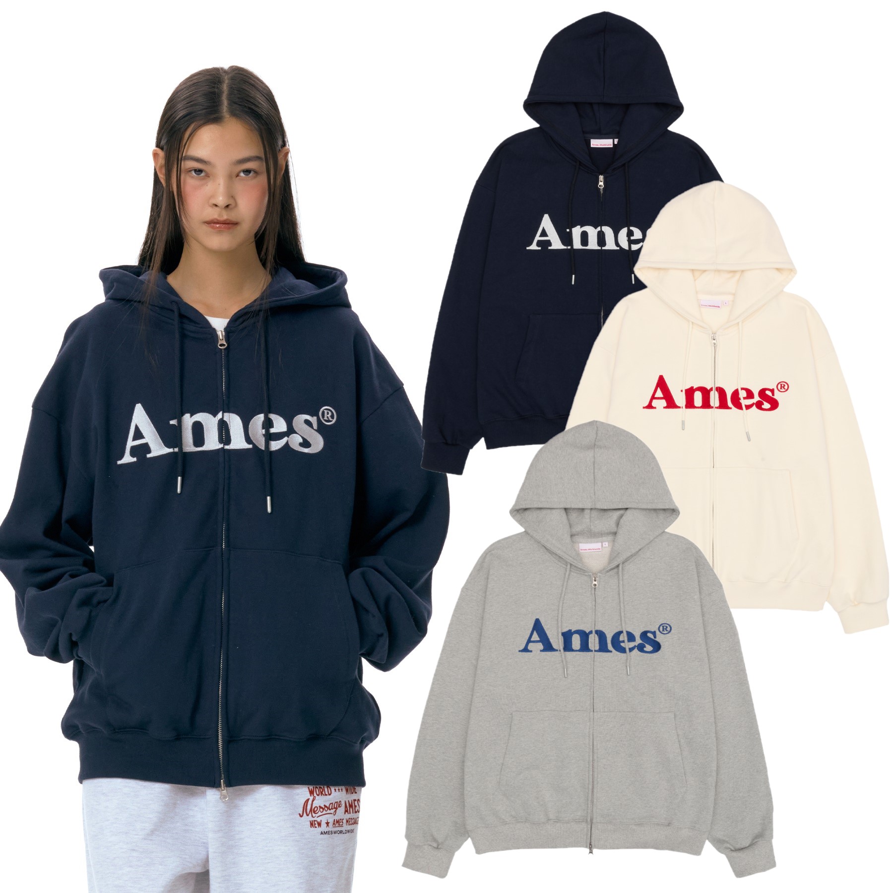 [韓国ベスト] BASIC LOGO HOODIE ZIP UP 3色 10,452円