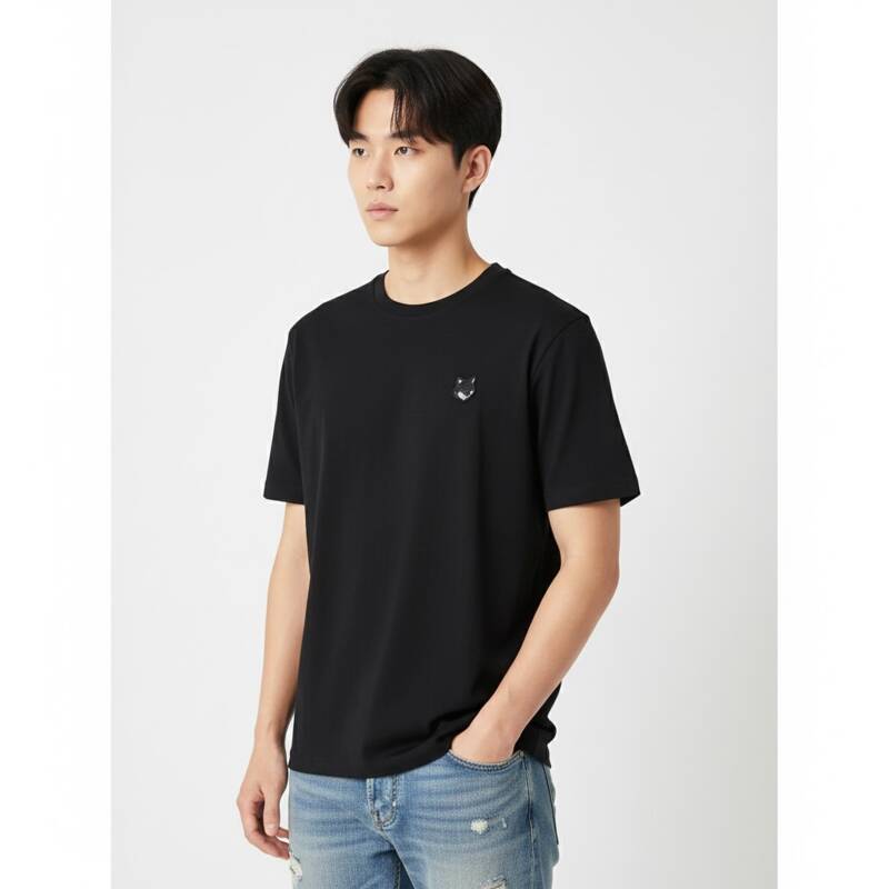 25SS メゾン・キツネ ボールド・フォックスヘッド・パッチ コットンTシャツ MW00127KJ0119 P199 (ブラック)