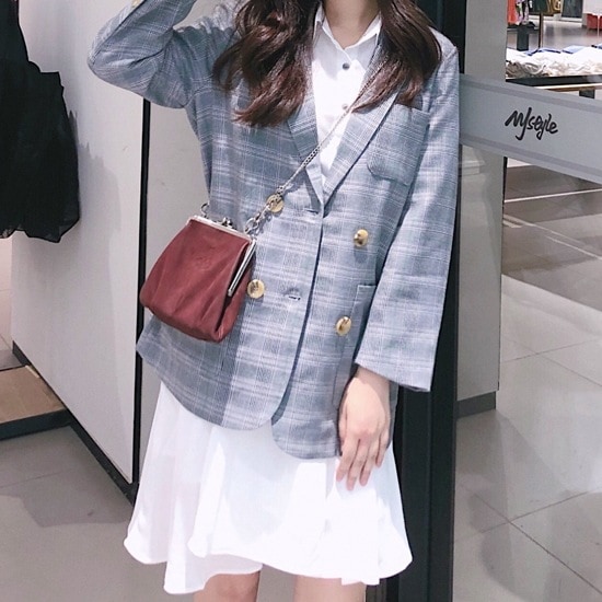 テーラードジャケット レディース 上着 スーツ 襟付き テーラード 前開き チェック かわいい 大人可愛い シンプル カジュアル ダブルブレスト 大人 お洒落 大人女子 こなれ感 主役級 フォーマル