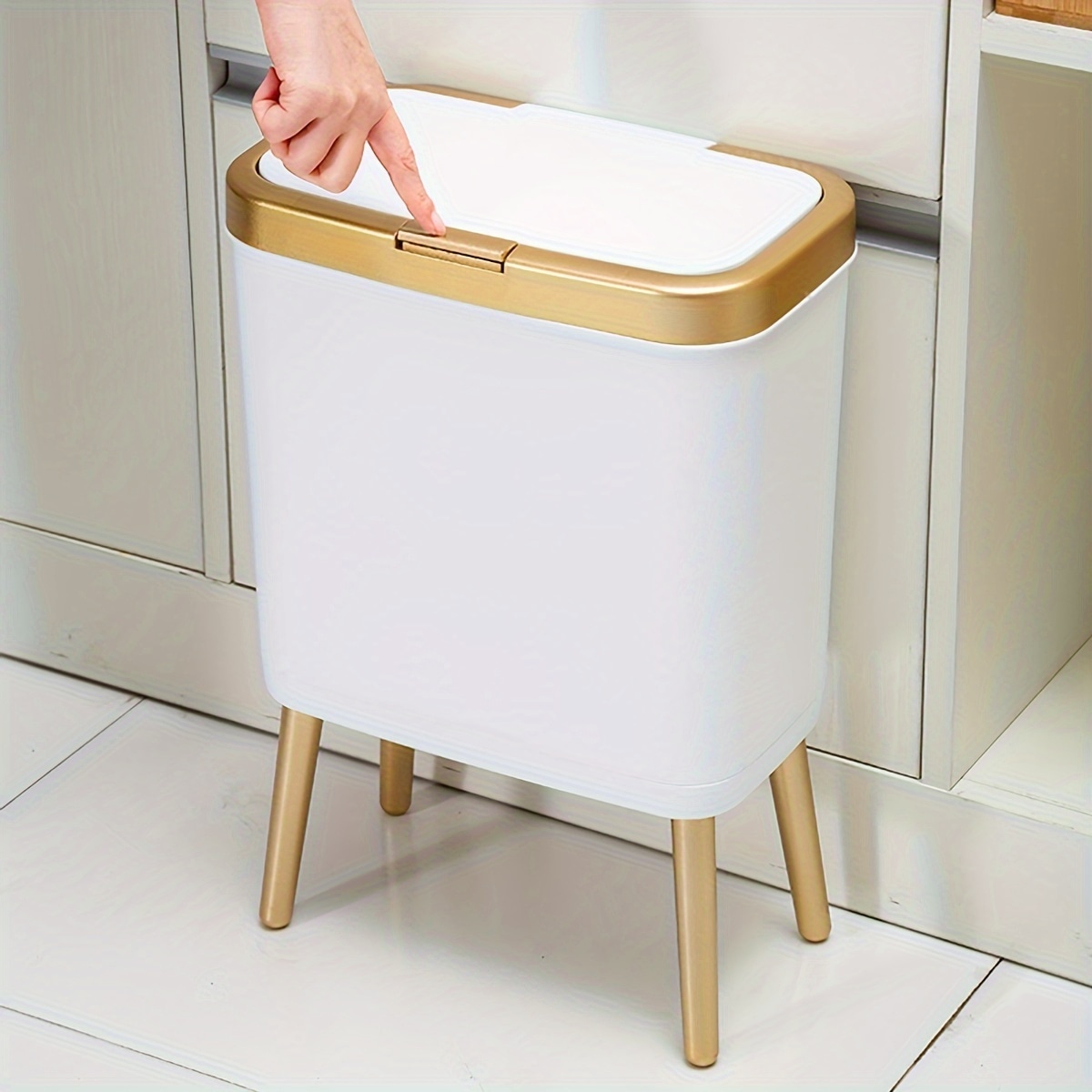 ゴミ箱 大容量 15L 脚付き ブラケット付き 蓋つき 長方形 シンプル スタイリッシュ 3色 ホワイト ブラック グリーン 白 黒 緑