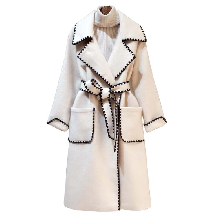 チェスターコート　レディースロングコート　 ゆるっとコート　膝下丈　裏地あり　アウター　秋冬物 冬物 冬服 ロングコート　通勤　OL　体型カバー　黒　オフホワイト　ポケット付き