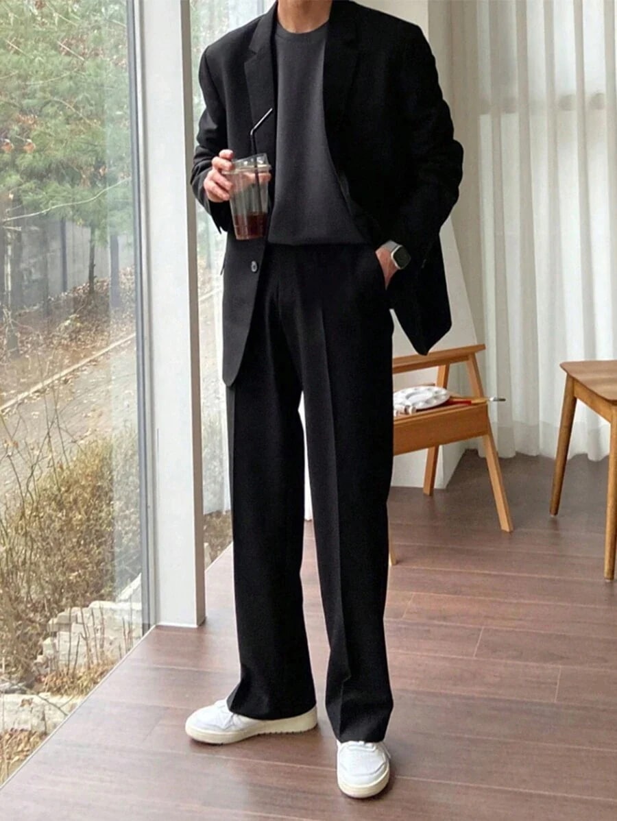 DAZY 2着 メンズ 無地ブレザージャケットとパンツスーツ秋服 ビジネスアテイア