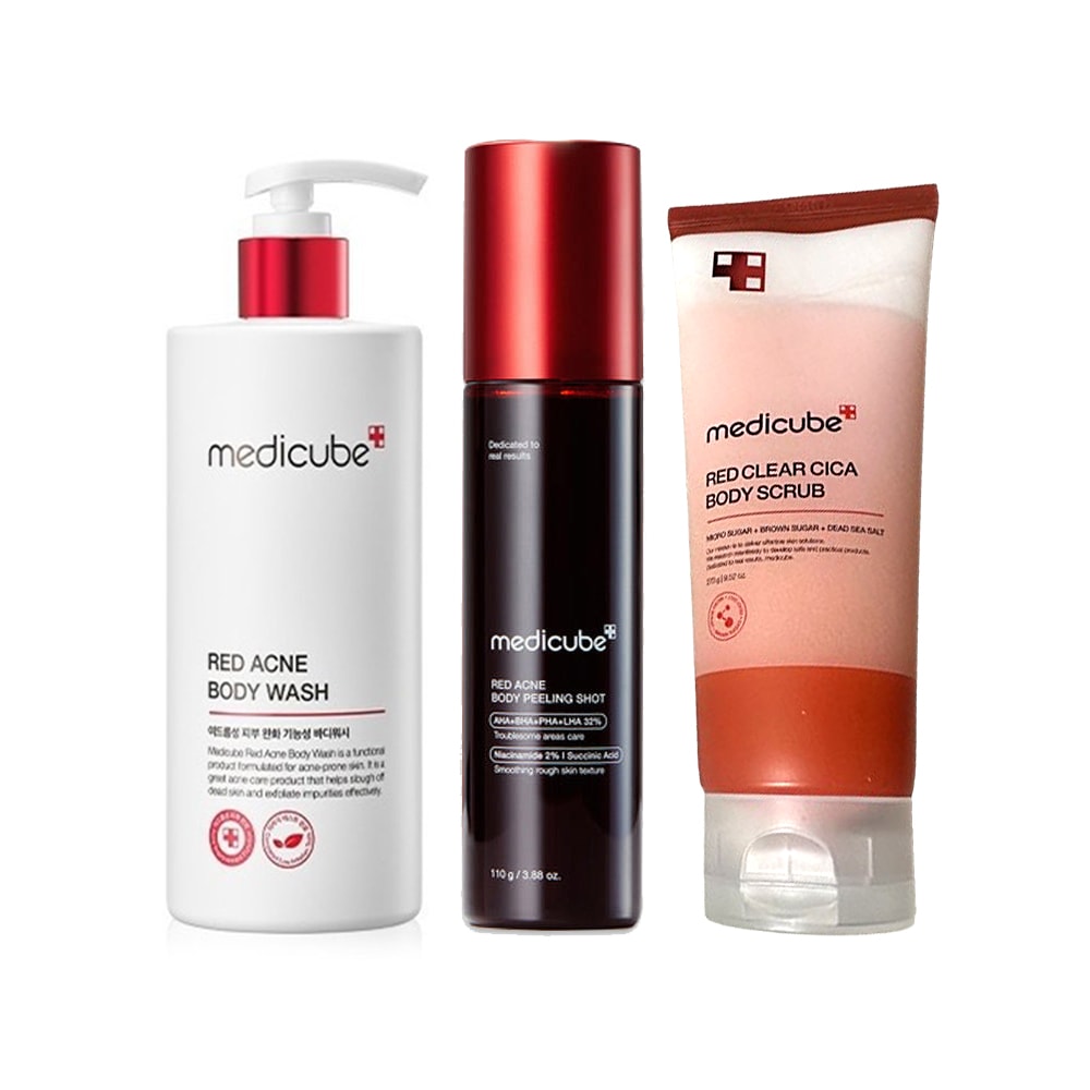 【正規品】レッドアクネボディソープ, 400g+レッドシカボディスクラブ, 270g+レッドボディピーリングショット, 110g