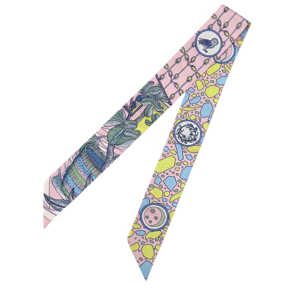美品 TWILLY SCARF ツイリー LA DANSE DES AMAZONES　アマゾンのダンス 063593S スカーフ シルク/シルク ROSE PALE 0112【中古】 レディー