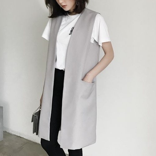 トップス レディース ベスト ジレ S M L XL 韓国 ロング丈 ノースリーブ Vネック ストレート シンプル カジュアル 上品 お洒落 かっこいい 大人女子 こなれ感 メンズライク マニッシュ 4,987円