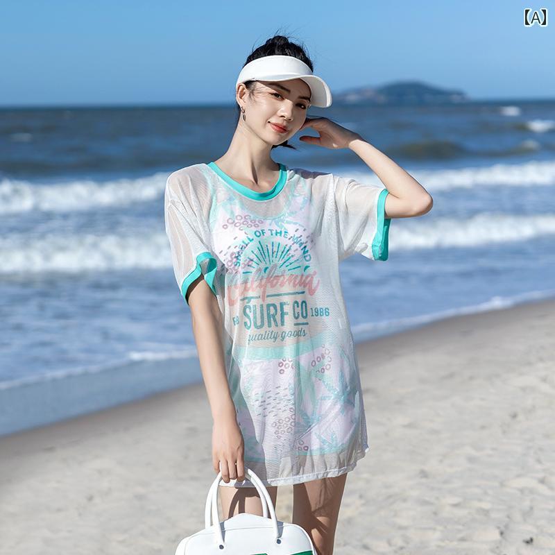 温泉 旅行 リゾート プール ビーチ サマーレジャー 女性用 水着 お腹カバー 着痩せ見え ブラウス 分割 3点 セット 大きいサイズ セクシー ボクサーパンツ