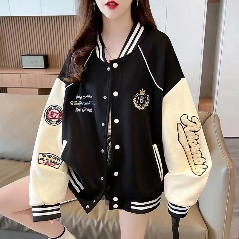 アウター レディース 韓国ファッション スタジャン ジャケット ゆったり カジュアル 上着 大きいサイズ コート 春秋 ユニセックス 男女兼用