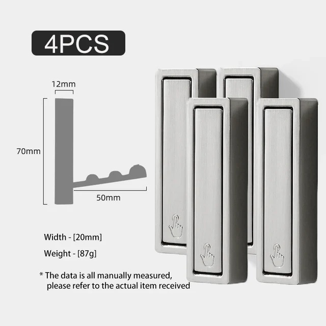 亜鉛合金折りたたみ式衣類フック,帽子,鍵,バッグ,家庭,キッチン,壁掛け,収納ラック,バスルームアクセサリー,4個 Silver-B-4pcs