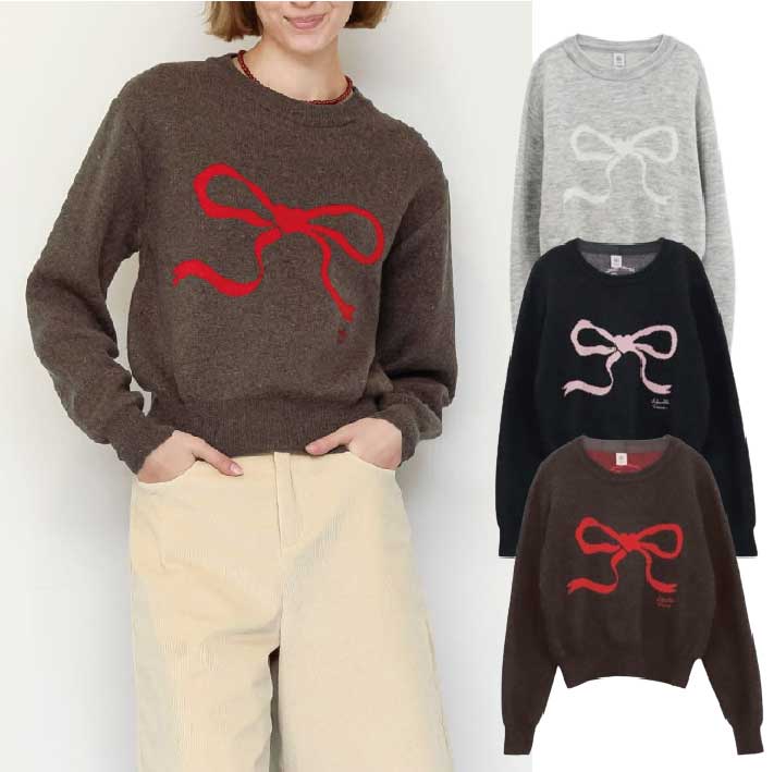 HEART RIBBON JACQUARD KNIT (3 colors)