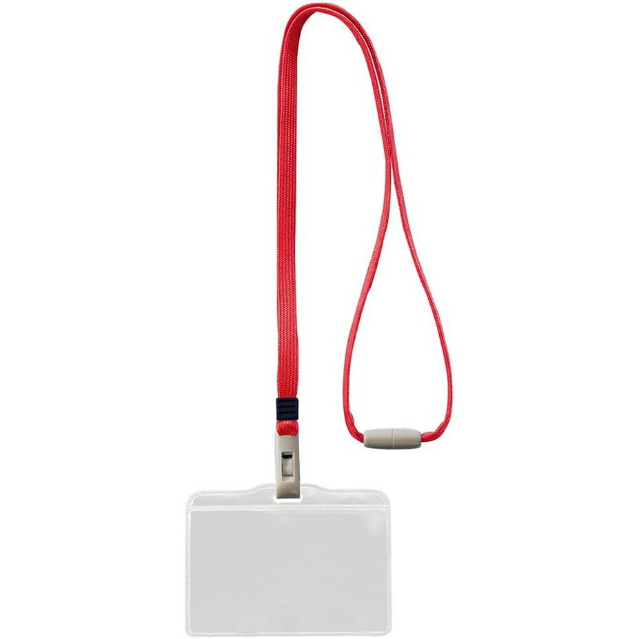 （まとめ買い）ライオン事務器 つりさげ名札 ヨコ型 ソフトタイプ 平ひも 10個パック レッド N73SR-10P（R） 290-53 [x3]