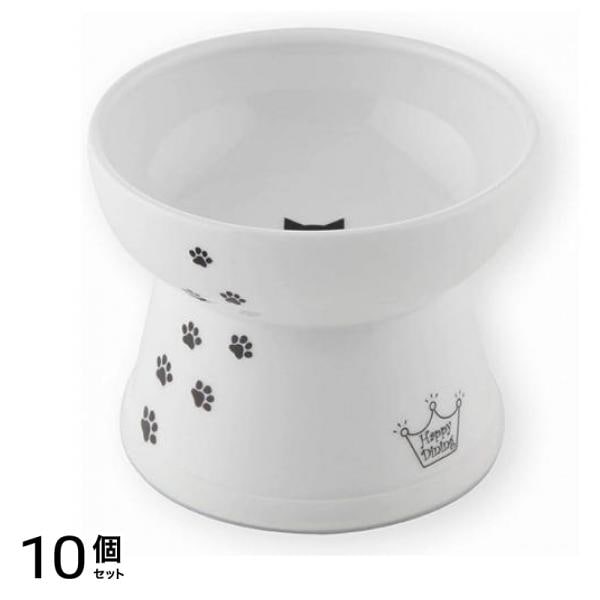 猫壱 猫用食器 ハッピーダイニング 脚付フードボウルL シリコン付き 猫柄 1組入 10個セット