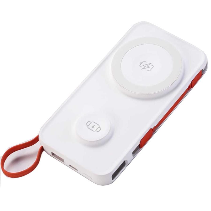 アップルウォッチ Apple Watch / マグネット式 / PSE認証 / 3in1 / モバイルバッテリー / 10000mAh / Type-Cケーブル一体型 / 8Pinケーブル付 / ホワ