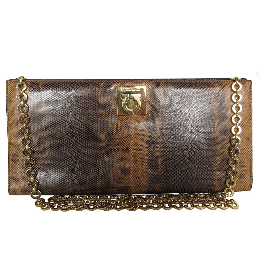 サルヴァトーレフェラガモ Salvatore Ferragamo ショルダーバッグ チェーンショルダーバッグ ガンチーニ レザー ブラウン系 レディース k0047a