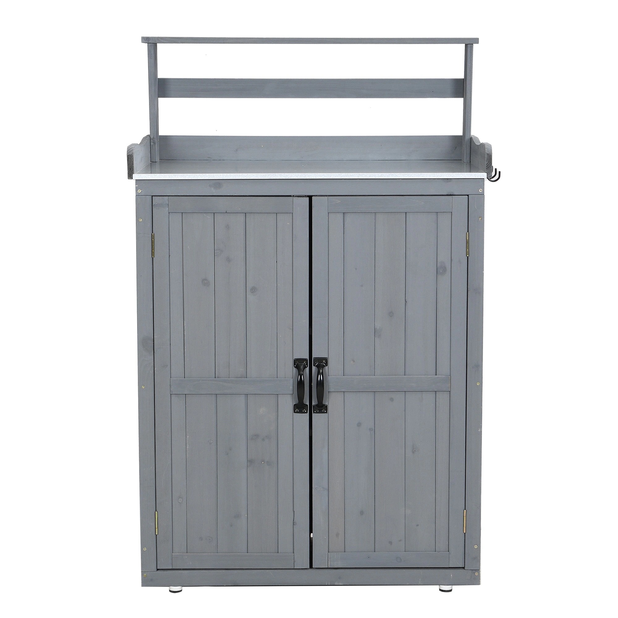 物置き 木製 収納庫 観音扉 ガーデニング用品 小屋 戸外収納庫 大型 屋外物置 棚 大型 ドア ベランダ 物置き 屋外収納 ガーデニング ウッド 園芸用品 庭 倉庫 DIY 頑丈 新作【グレー】 17,482円