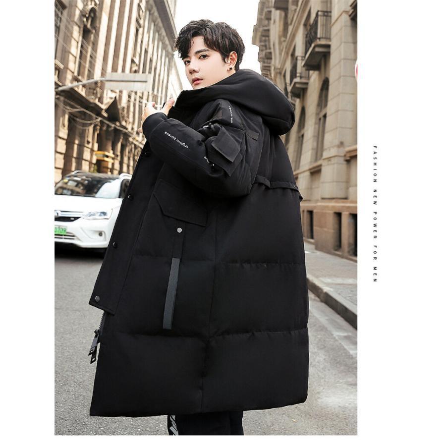 ダウンジャケット メンズ ロング丈 フード付き ダウンコート フェザー 英字 厚手 アウター カジュアル 冬服 保温 コーデ トレンド 学生 18,401円