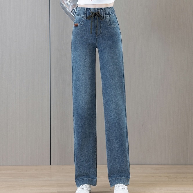 ボトムス パンツ ロングパンツ ストレートパンツ ストレッチ デニムパンツ ウエストゴム ポケット ロング丈 かわいい 大人可愛い きれいめ シンプル 上品 おしゃれ かっこいい カジュアル こなれ感