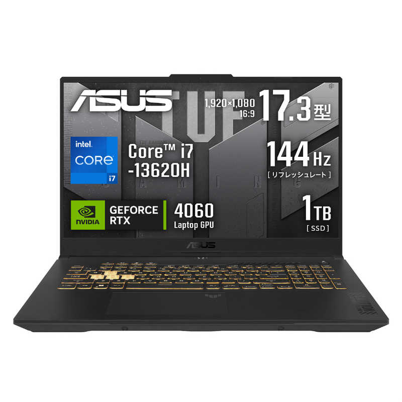 ゲーミングノートパソコン TUF Gaming ［17.3型 /Win11 Home /Core i7 /メモリ：32GB /SSD：1TB］ イェーガーグレー　FX707VV-I7R406032G