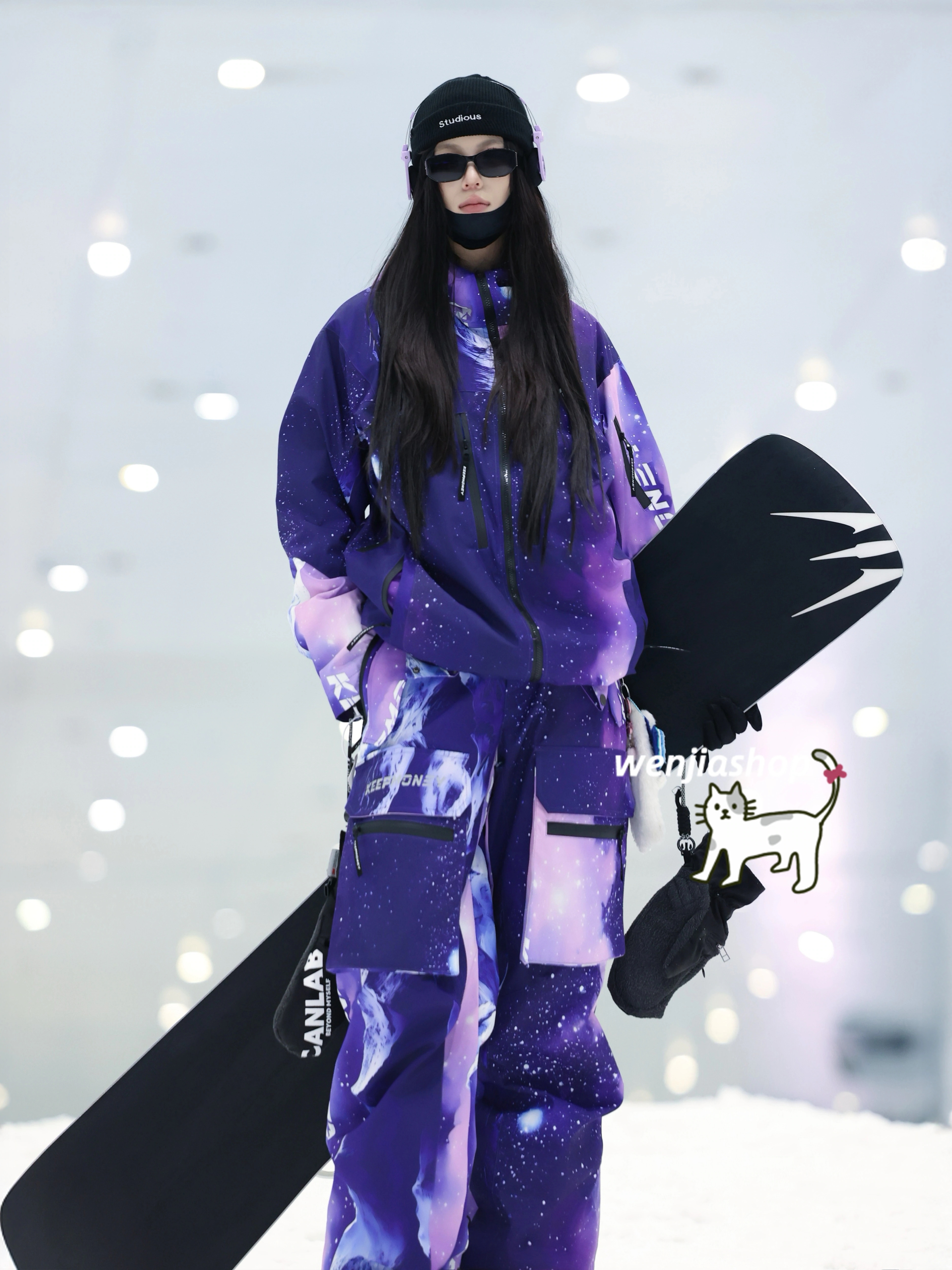 スノーボードウェア 2025 2026 メンズ レディース 耐水圧20000mm 上下セット ジャケット パンツ 紫 星空 裏起毛厚手 おしゃれ 韓国風 スノボウェア スノーウェア スキーウェア