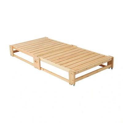 【国内即日発送】80*180cm 【 組立不要　完成品】木製ベッド 天然木 2way ディベッド 折り畳み ソファ ベッドフレーム すのこベッド リビング シングル ソファベッド 省スペース 来客用