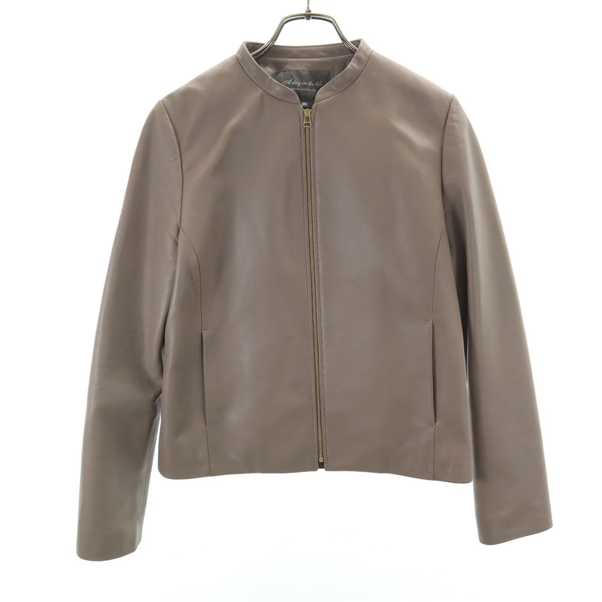 A day in the life UNITED ARROWS アデイインザライフユナイテッドアローズ シープスキン レザージャケット 38 ベージュ レディース 古着