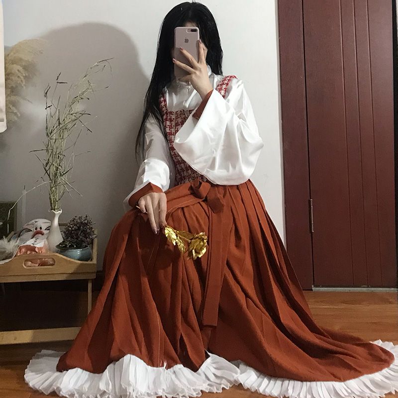 漢要素 3点セット スタンドカラー 長袖 ベスト ロングスカート 通勤 秋服 スーツ チャイナ風