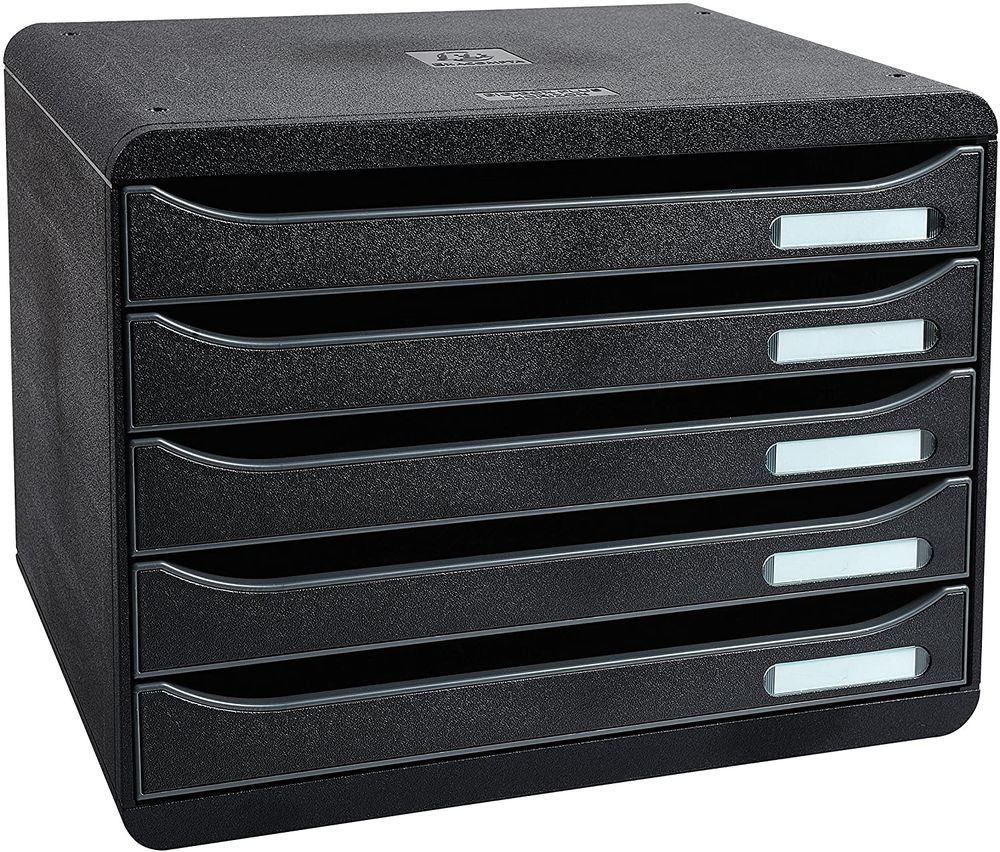 （まとめ買い）Exacompta エグザコンタ ビッグボックスプラス レターケース 横型 A4 5段引き出し 黒 308714D [x3]