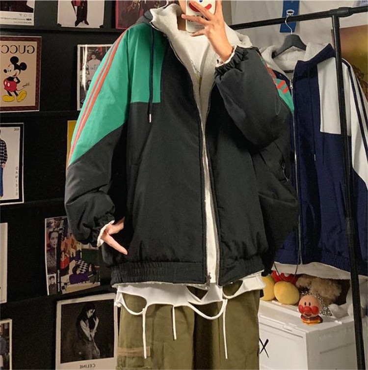 合わせやすい服で 韓国ファッション 2020 秋 冬 フード付き 綿の服 ジッパー チェスターコート ゆったりする 暖かい カップルウェア 両面の着用 気質 学生 カレッジ風 大人気