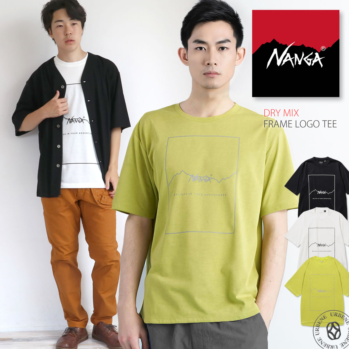 プリントTシャツ ドライミックス フレームロゴ Tシャツショートスリーブカットソー 半袖Tシャツ クルーネックTee TEE トップス カットソー