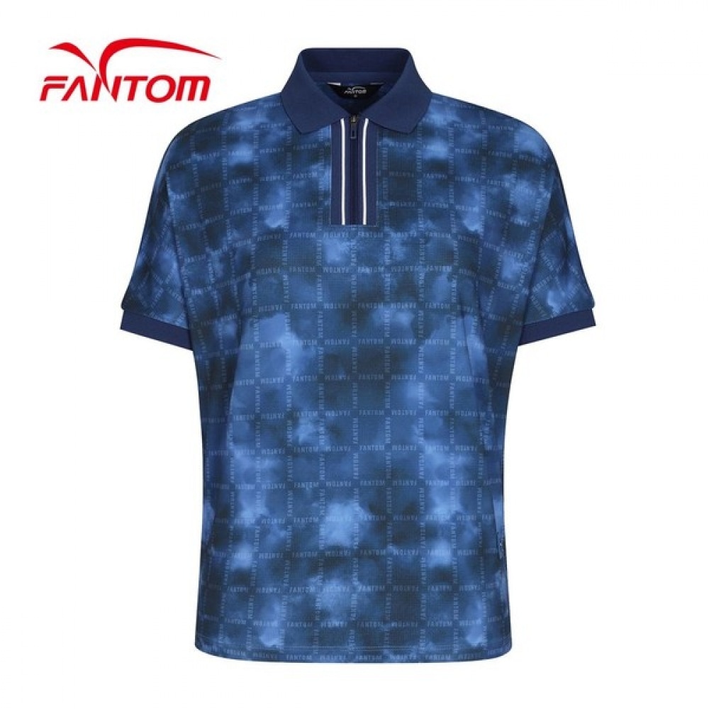 (Phantom) レディースタイダイロゴ柄襟付き半袖Tシャツ