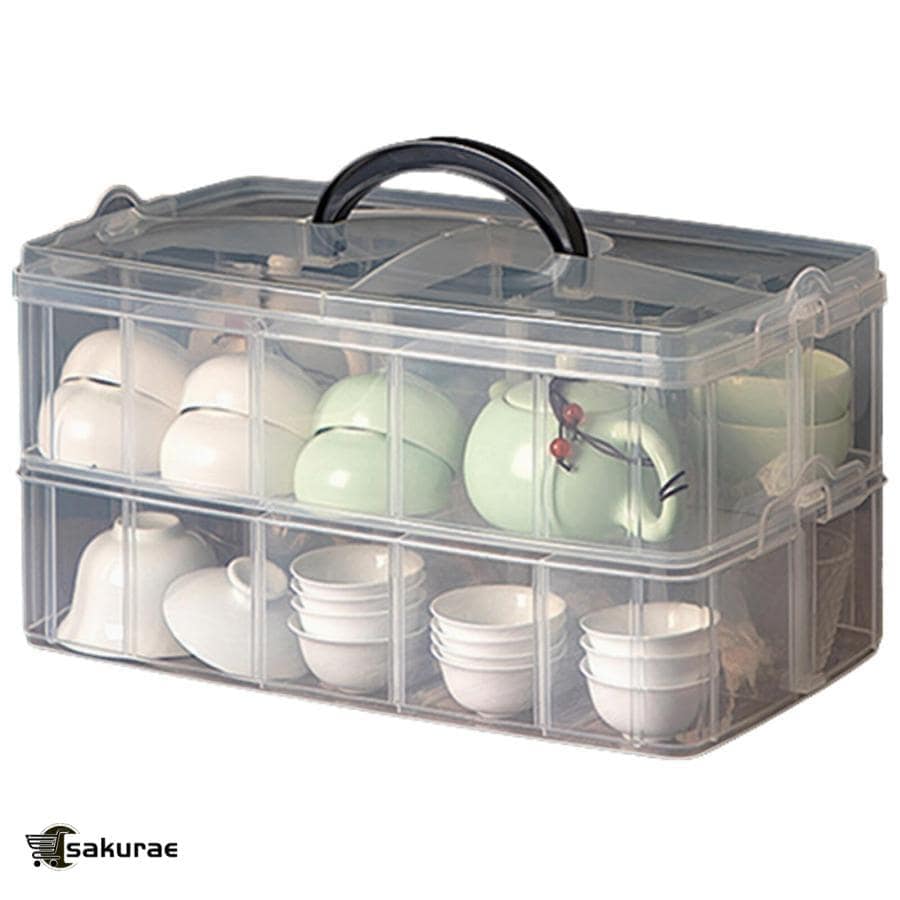 [新品/初回販売促進]収納ケース 収納ボックス おもちゃ パーツケース プラスチックケース ビーズケース 小物ケース ビーズ入れ 透明 仕切り 取り外し手提げ 茶器 収納ボックス 小物