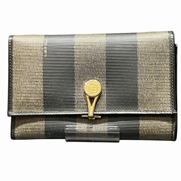フェンディ FENDI ペカン ブラック×ブラウン 3つ折り財布 レディース 【中古】