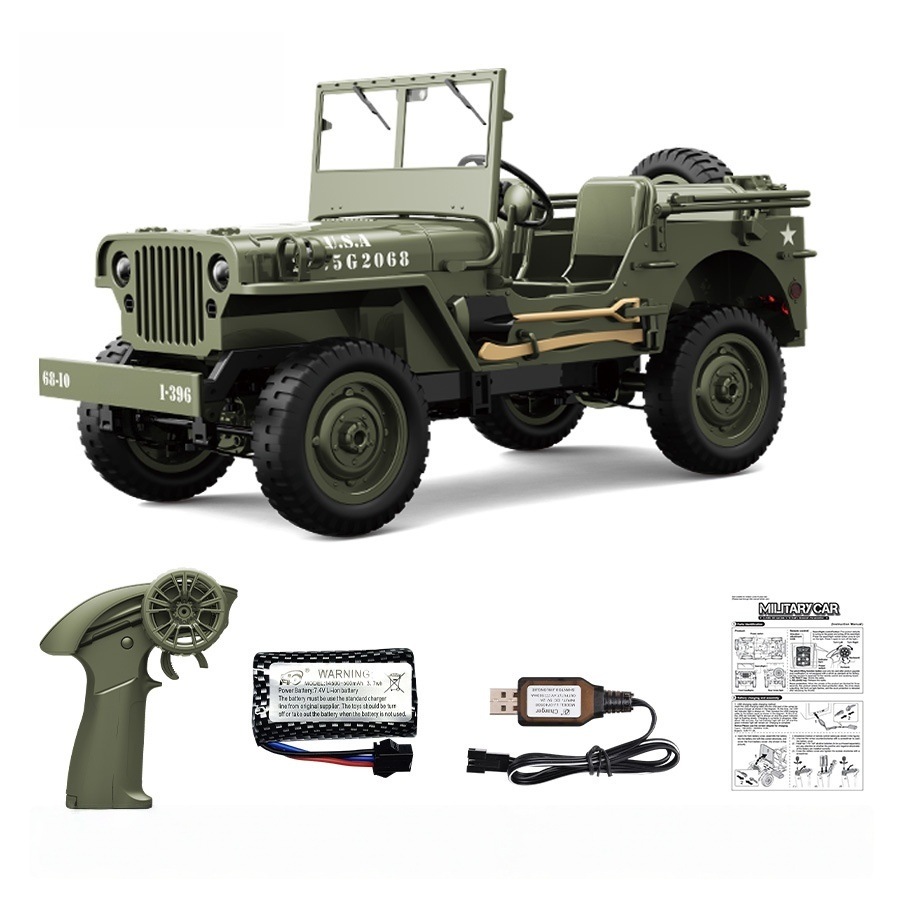 軍用トラック ラジコンカー 4WD オフロード クローラー 2.4GHz 電動ウィンチ リアルヘッドライト 最大40分稼働 親子で遊べる 本格派RCモ