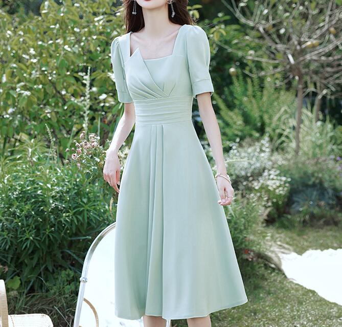 パーティードレス　ミモレ丈　発表会　ワンピース　結婚式　袖あり　二次会　フォーマルドレス　披露宴