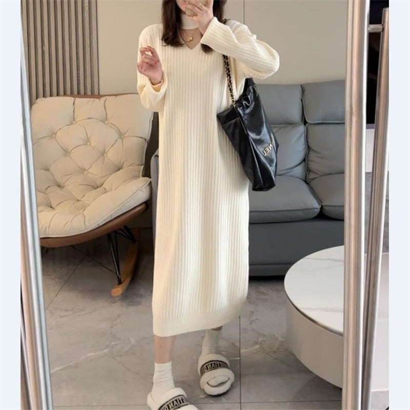 【1つ買うと10つ無料】高度な中空のvネックドレス2025秋の新年のサツコの気質織りスカート