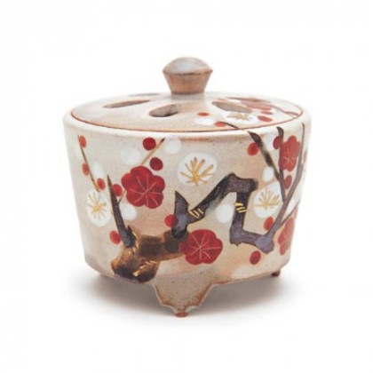 日本香堂 香炉 乾山手 紅白梅 京焼・清水焼 79638