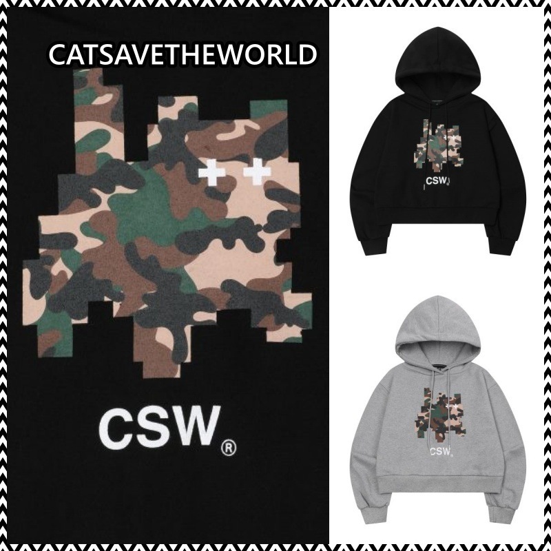 CATSAVETHEWORLD CAMO PIXEL ART HOOD T