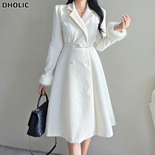 エコファーロングフレアAラインカラーコートベルト付・1950650