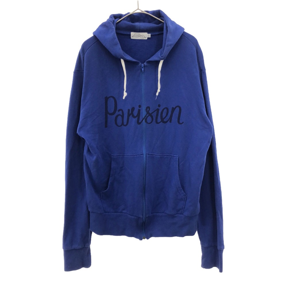 KITSUNE TEE 日本製 プリント 長袖 スウェット ジップパーカー M ブルー メンズ