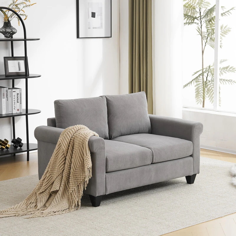 【日本国内出荷-3日で配達】ファッション 復古 韓国版 日系 じゅんしょく 2人掛け ソファー 脚付き 肘付き ロータイプ コンパクト コーデュロイ生地 DJYC97