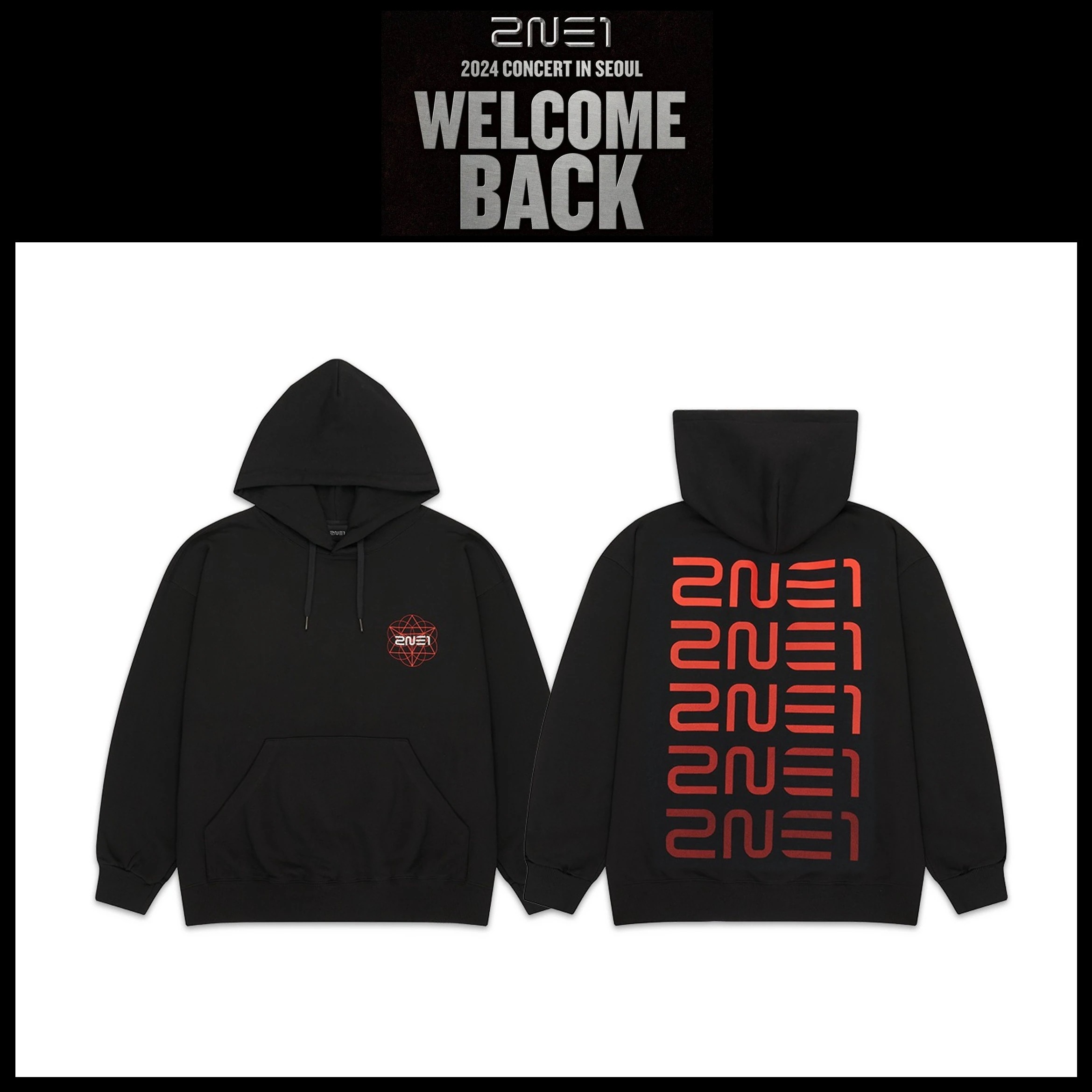 【国内発送】 【公式】 2NE1 【 LOGO HOODIE BLACK 】 WELCOME BACK 15周年 2024 CONCERT IN SEOUL 公式MD