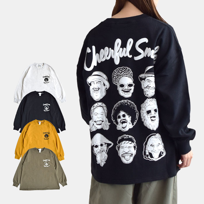 gym master トップス ロンT プルオーバー Tシャツ 10.3oz Cheerful SmileスウェットビッグTee メンズ レディース ユニセックス G421704