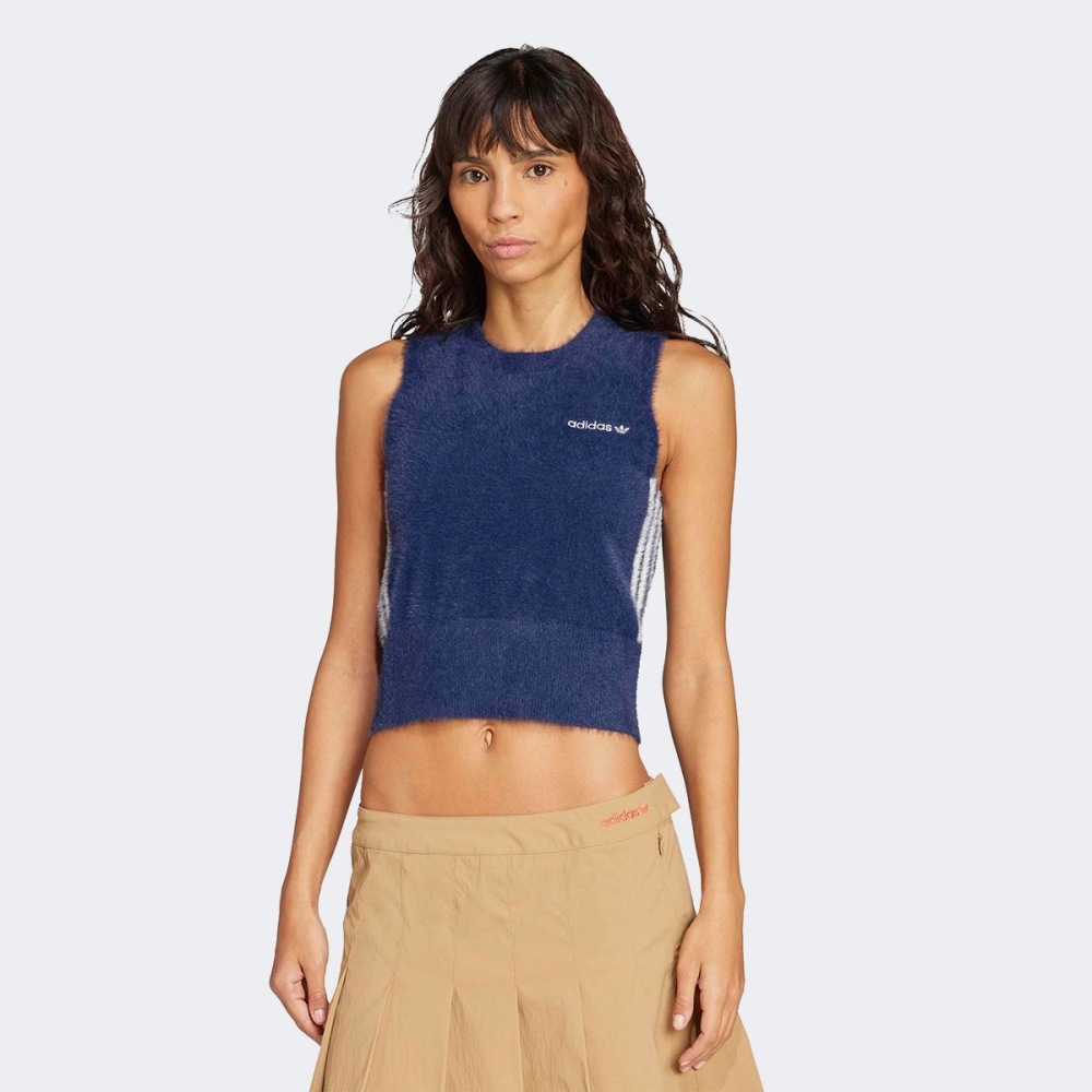 アディダスふわふわニットベストJY2842-ニンディグ/ホワイト