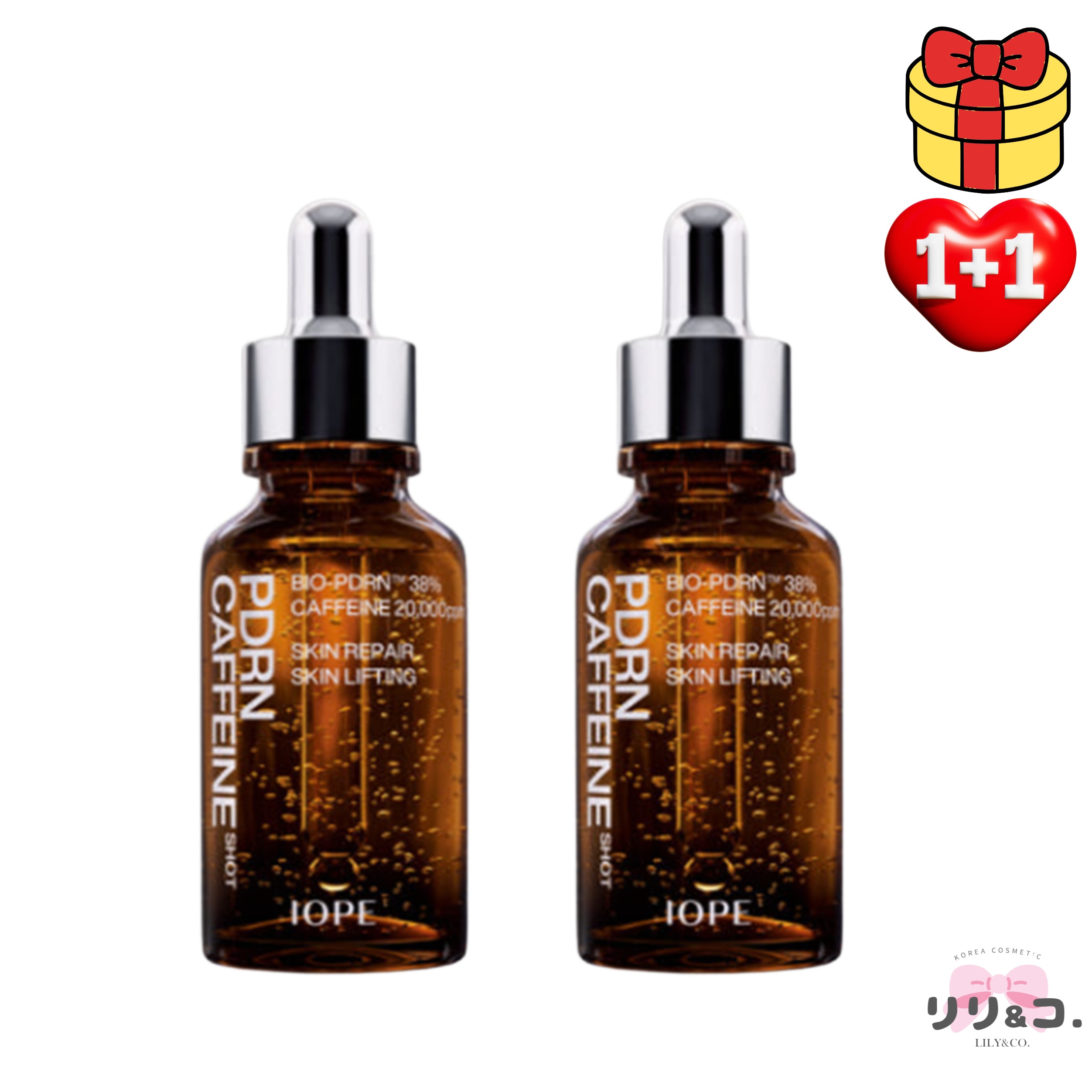 【韓国人気 1+1】PDRN×カフェイン ショットアンプル 30ml＋30ml 計60ml 導入美容液 くすみ シミ 美容液 小じわ しみ シミ消し ツヤ肌 トーンアップ たるみ ツヤ肌 乾燥