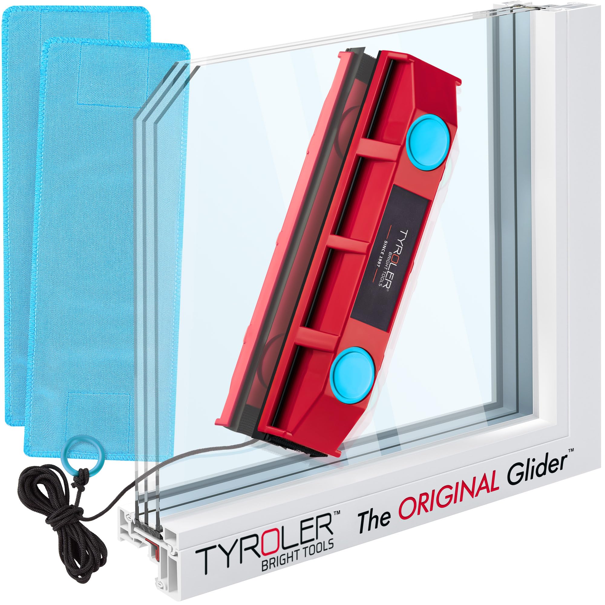 Tyroler The Glider D-2 マグネット式窓ガラスクリーナー 窓ガラス 掃除 8-18mm 窓厚対応 窓 掃除道具 両面ガラスクリーナー 窓拭き マグネット 窓掃除