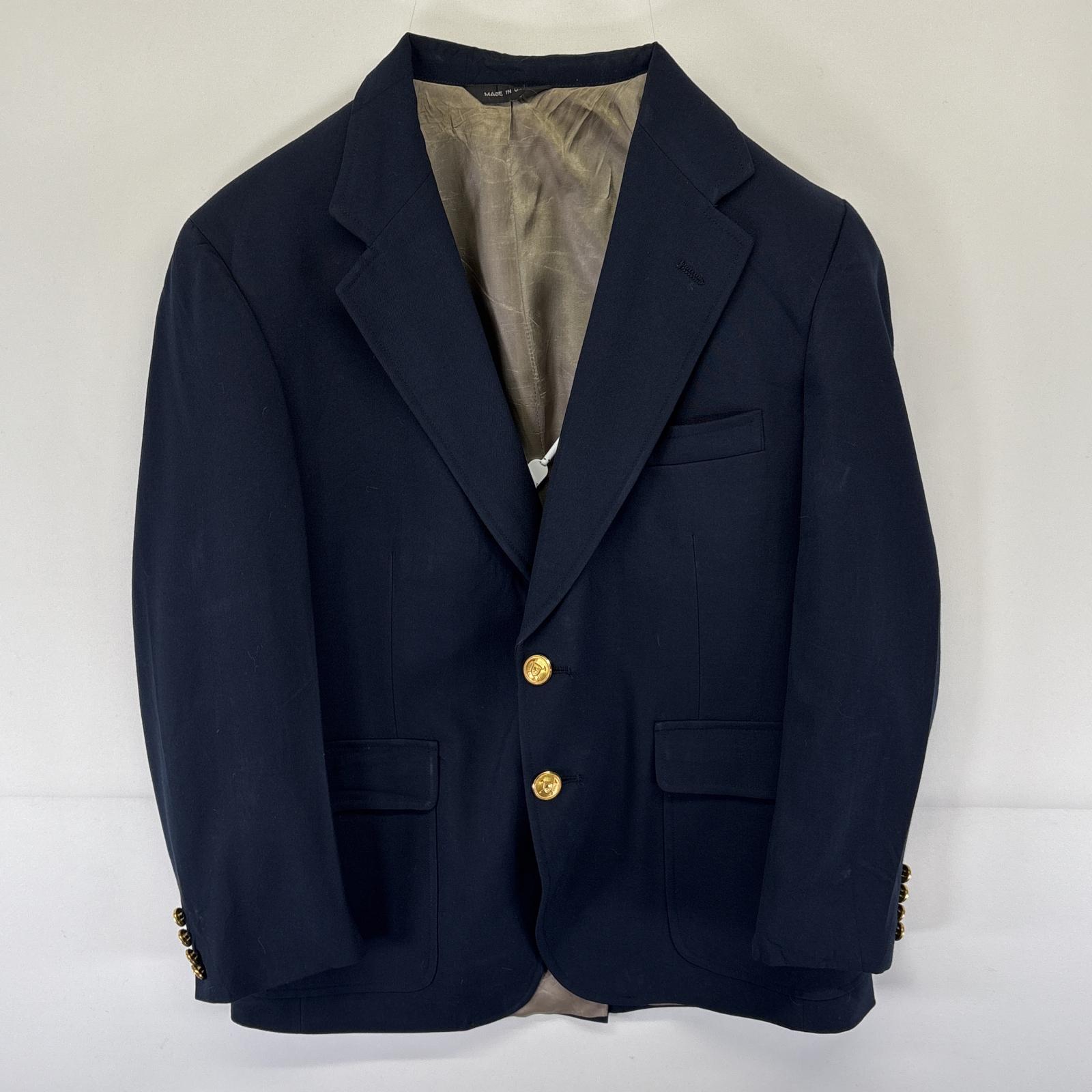 古着 USA製 テーラードジャケット ブレザー スーツ 金ボタン ネイビー メンズ