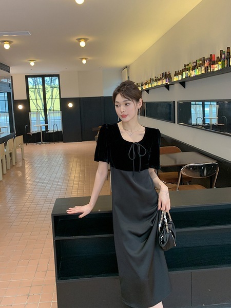 [Plutocratic Daughter's Dress] ベルベットステッチのスリムエレガントドレス 31LY1175