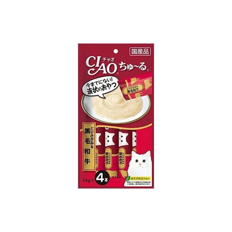 【即納】【16個セット】チャオ (CIAO) 猫用おやつ ちゅ~る とりささみ&黒毛和牛 14g×4本
