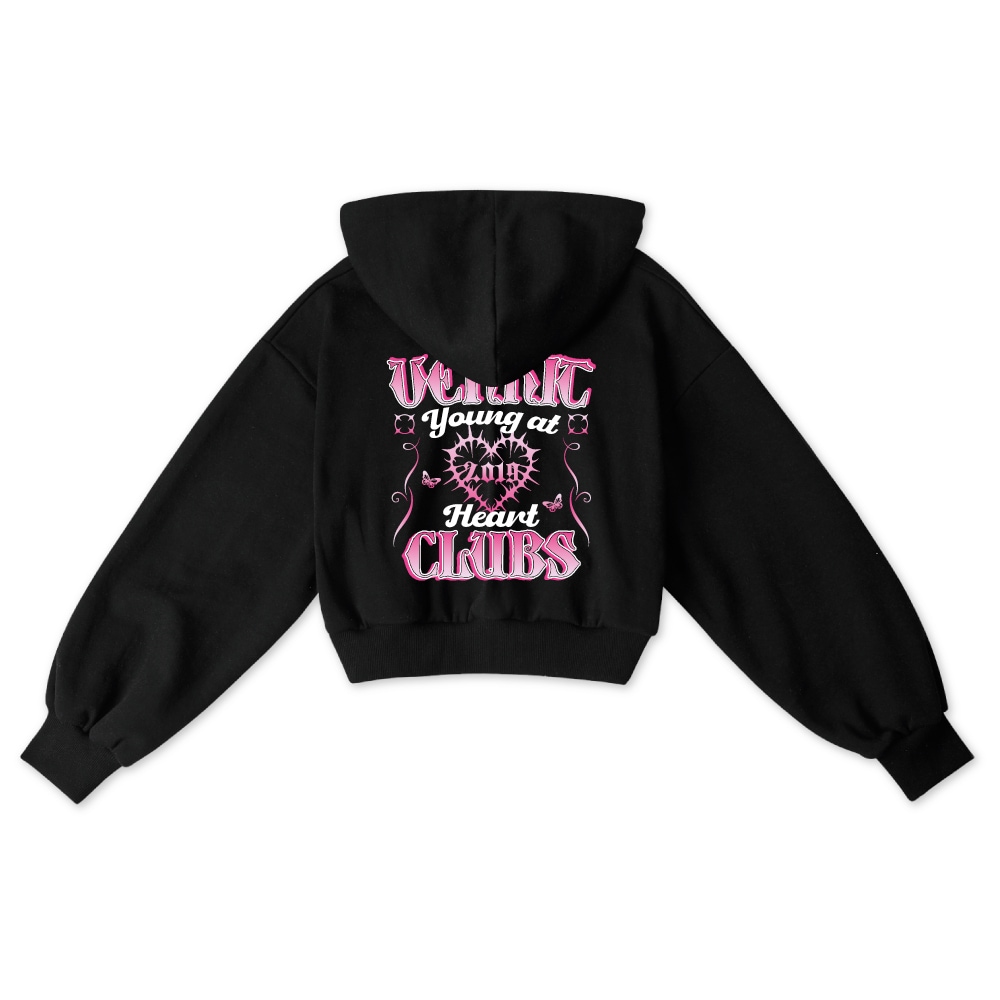 HEART CLUBS Cropped Two-Way Hoodie Zip-Up