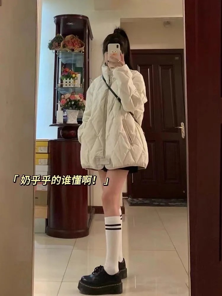 冬の原宿風ダウンショートコットンジャケット女性用新品ルーズダイヤモンドキルティングジャケットジャケット30%制限 5,447円