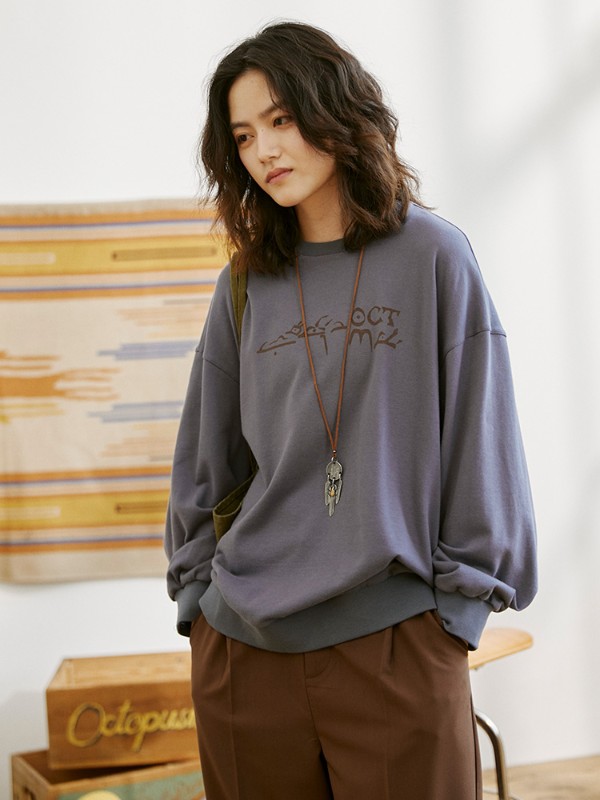 ニッチ デザイン プルオーバー スウェットシャツ 春と秋のトレンド シンプル ニュートラル ルーズ オリジナル スウェットシャツ